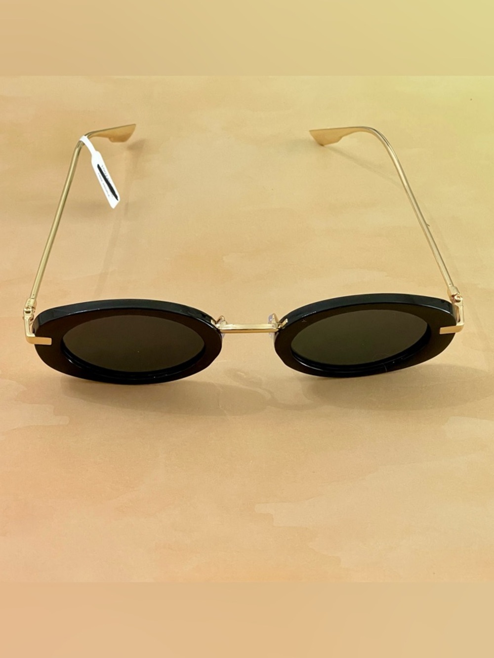 Free People Black Oval Frame Sunglasses with Gold Accents - Women Accessories - Picture 8 of 10